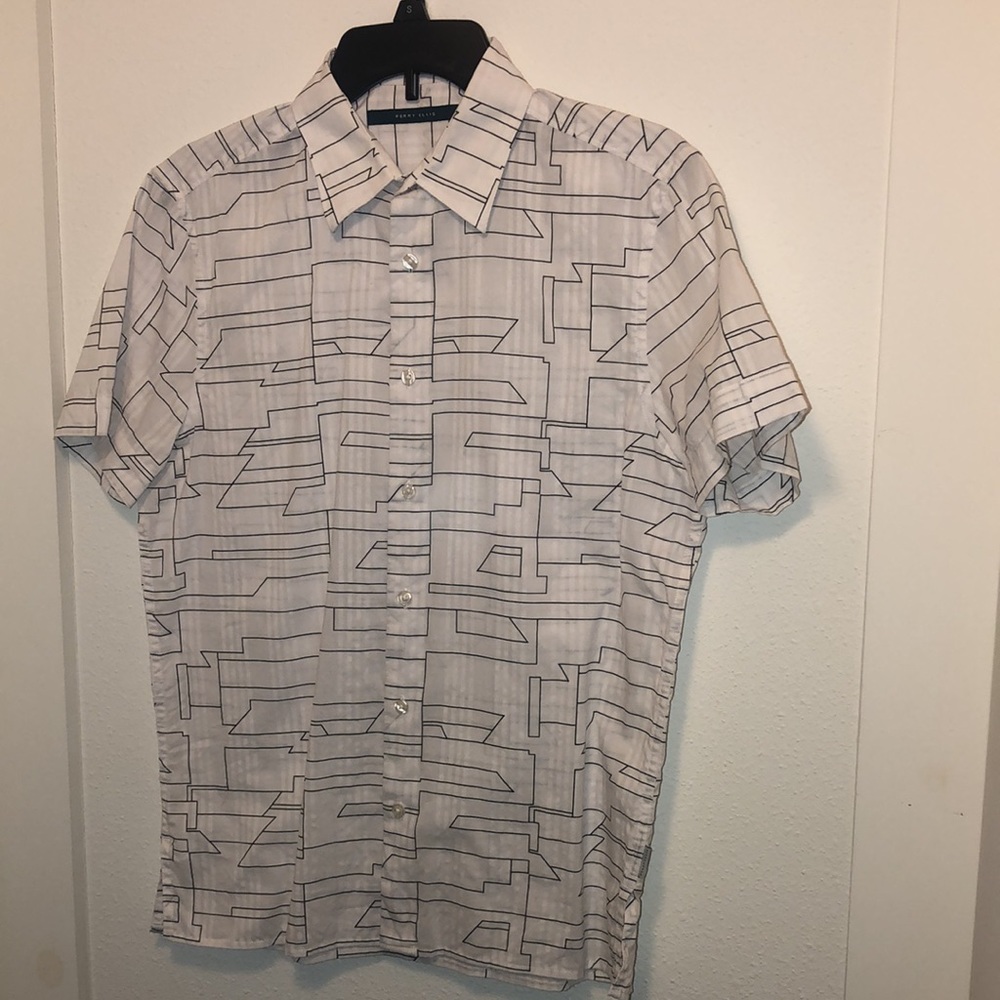 Men’s Small White and Black Button Down Shirt